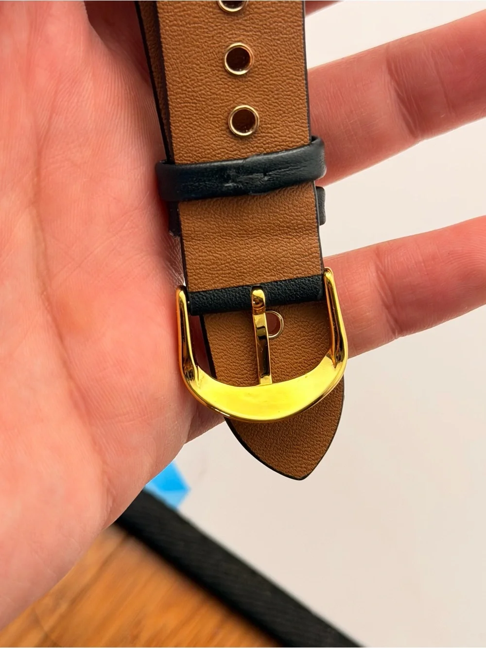 Allsatians Apple Watch Band Black/Gold Leather, New, Gold Buckle, 42/44/46mm